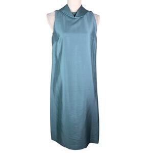 Talbots Elegant Silk Dress Lined Shift Retro 8 Sleeveless Blue New